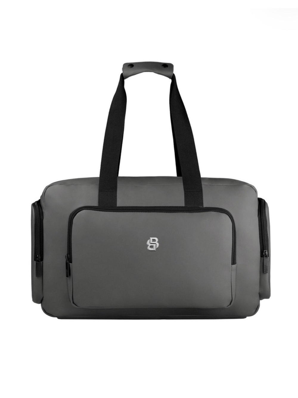 Hugo Boss Men's Gray Duffel Bag with Black Accents - HB Logo
